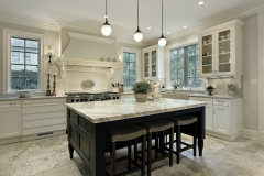 Kitchen in modern home with granite countertops